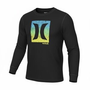 Hurley Black Long Sleeve Waffle Knit Shirt